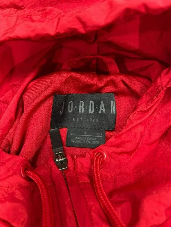Nike Air Jordan Red & Black Hooded Windbreaker Jacket Size S Nylon Polyester Men - Picture 4 of 6